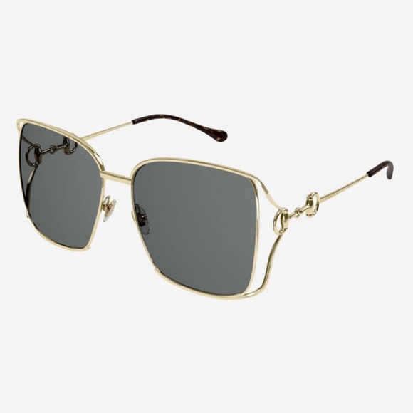 NEW GUCCI WOMEN'S GOLD FRAME SUNGLASSES GG1020S 002 GREY WOMEN'S EYEWEAR GUCCI - Picture 2 of 9